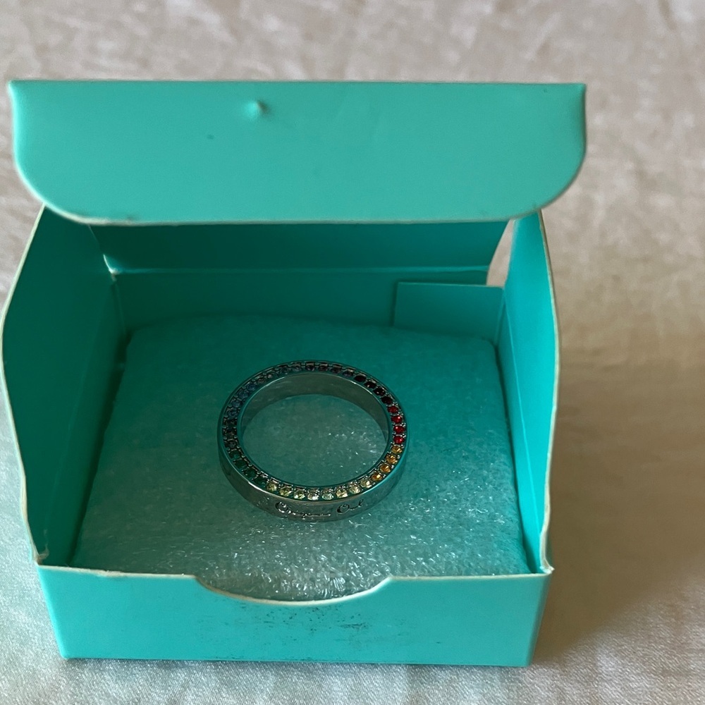 Origami Owl: Silver Tone Rainbow Crystal Ring Pendant - Picture 11 of 11